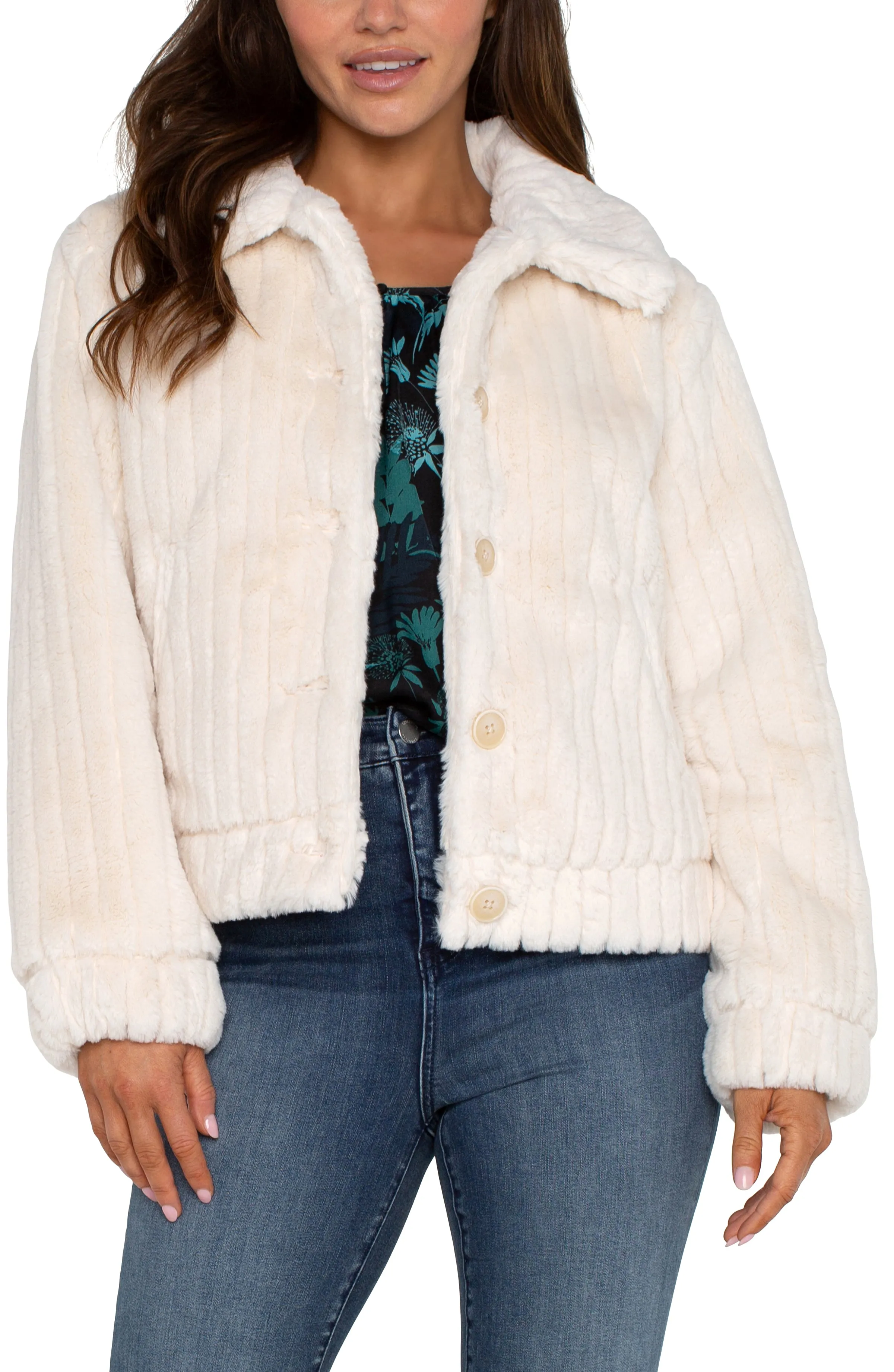 LIverpool Cream Faux Fur Trucker Jacket