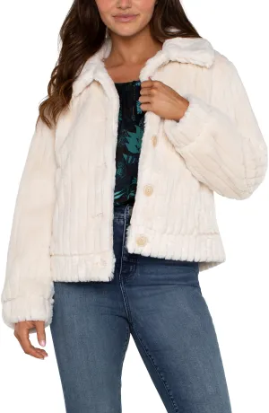 LIverpool Cream Faux Fur Trucker Jacket