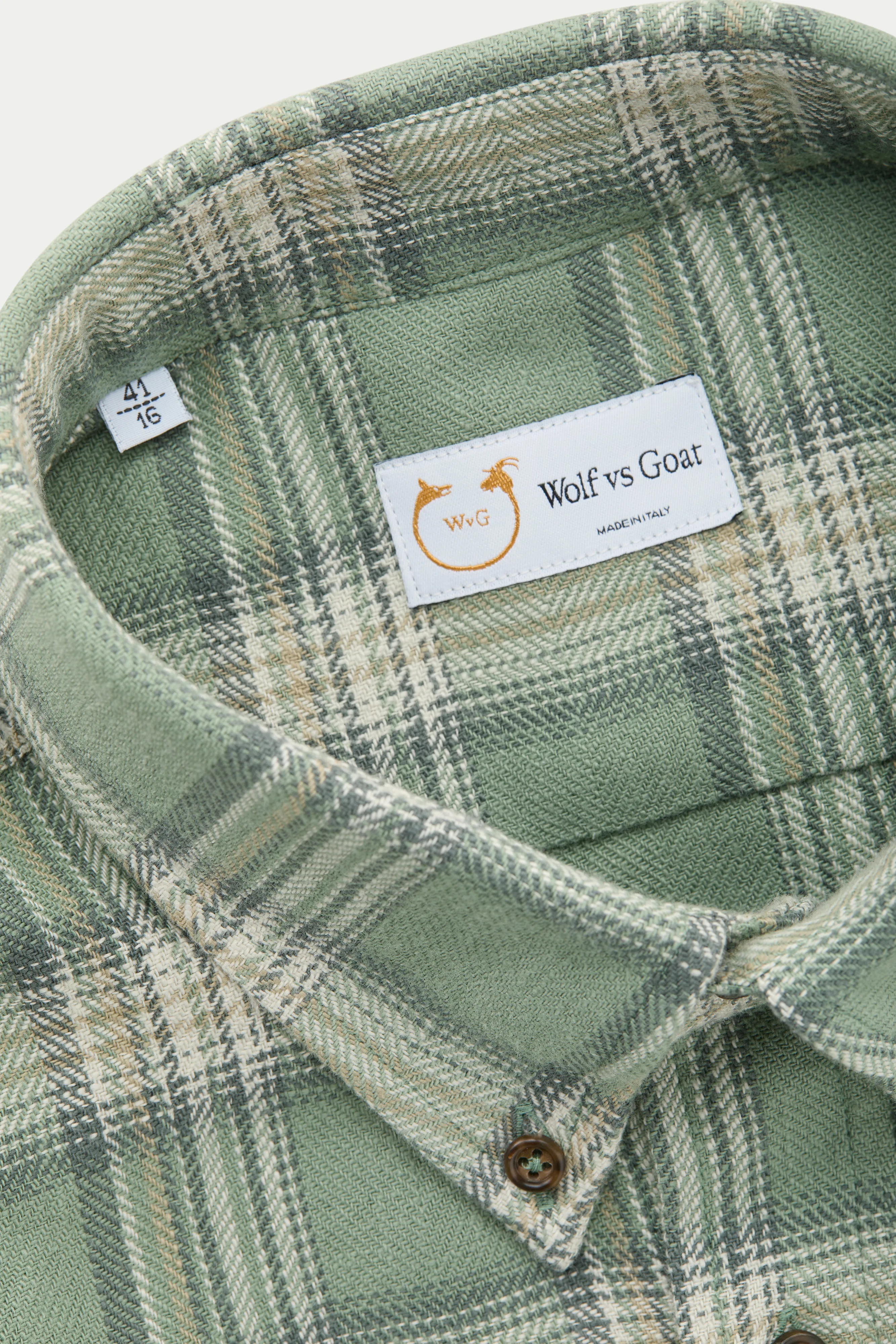 Long Sleeve Regular After-Dinner Button Down Cotton Shirt Green Plaid