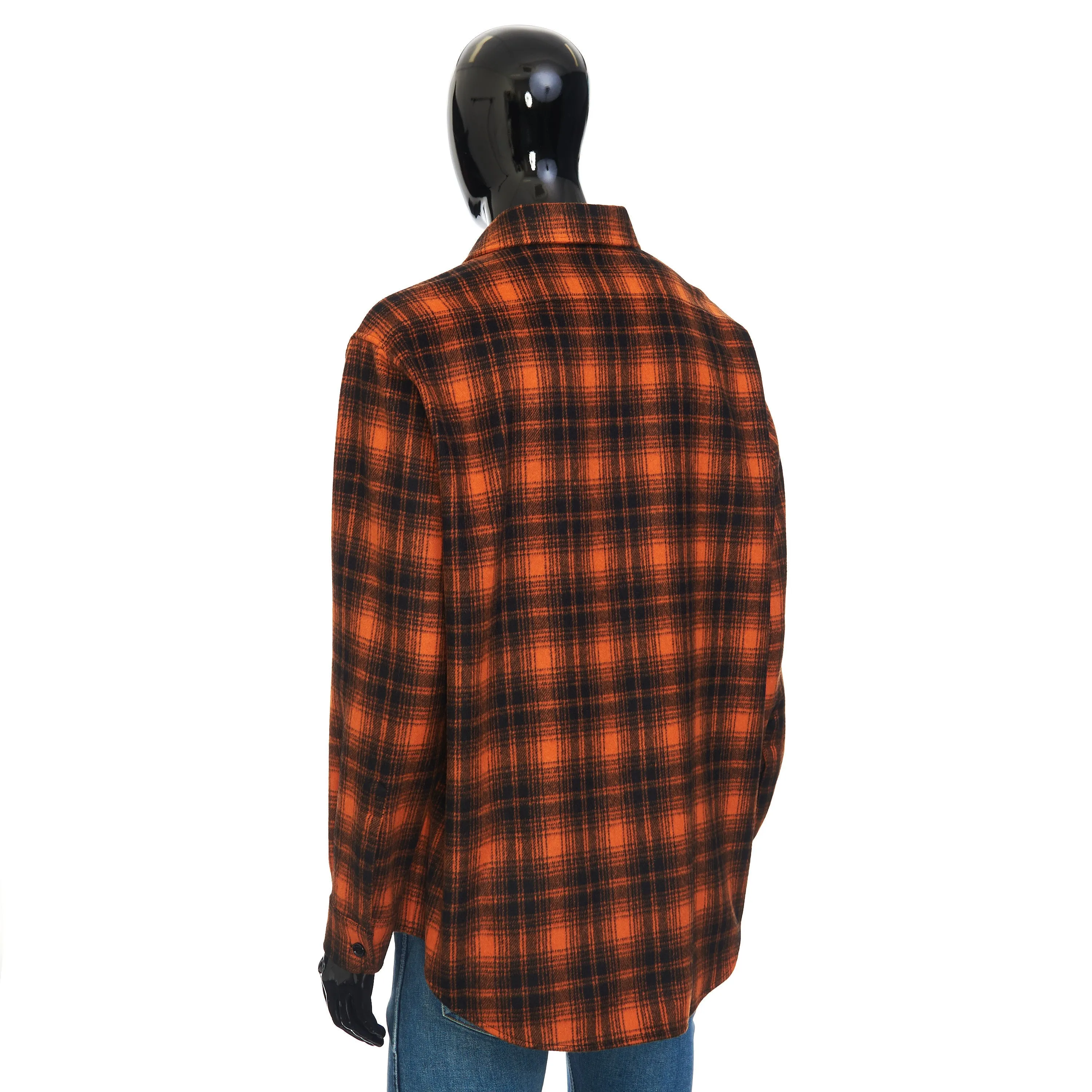 Loose Lumberjack Shirt In Orange/Noir Checked Wool