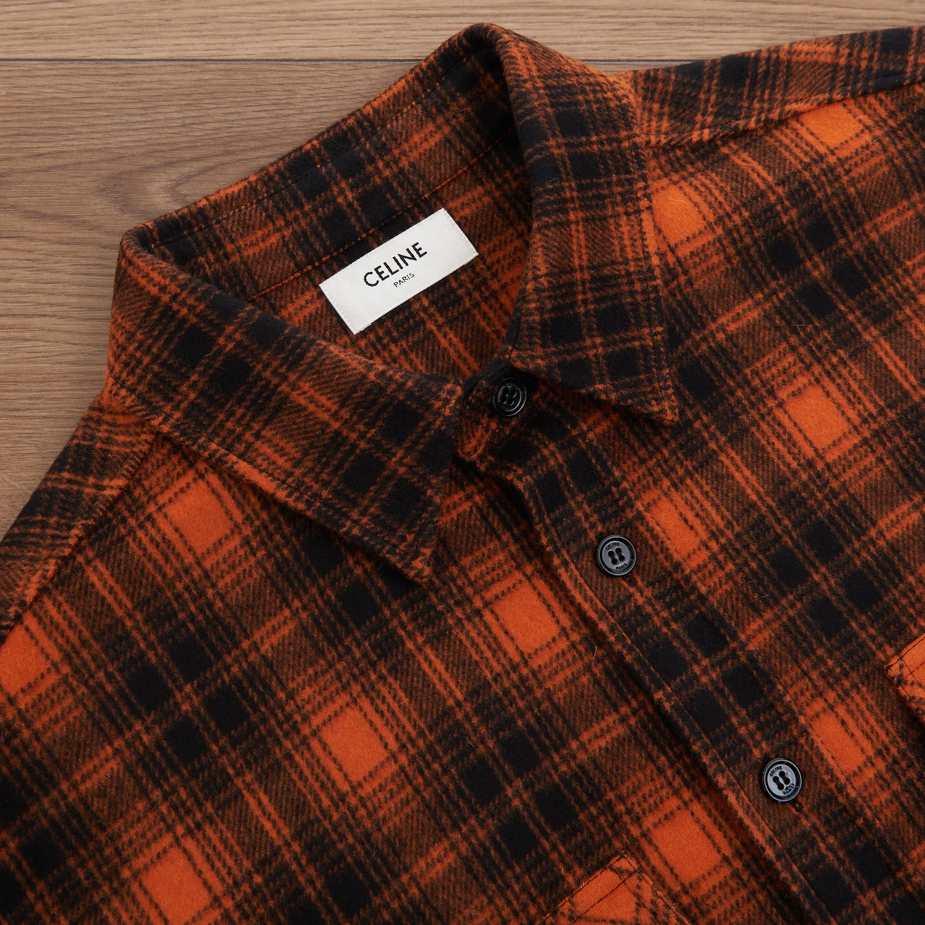 Loose Lumberjack Shirt In Orange/Noir Checked Wool