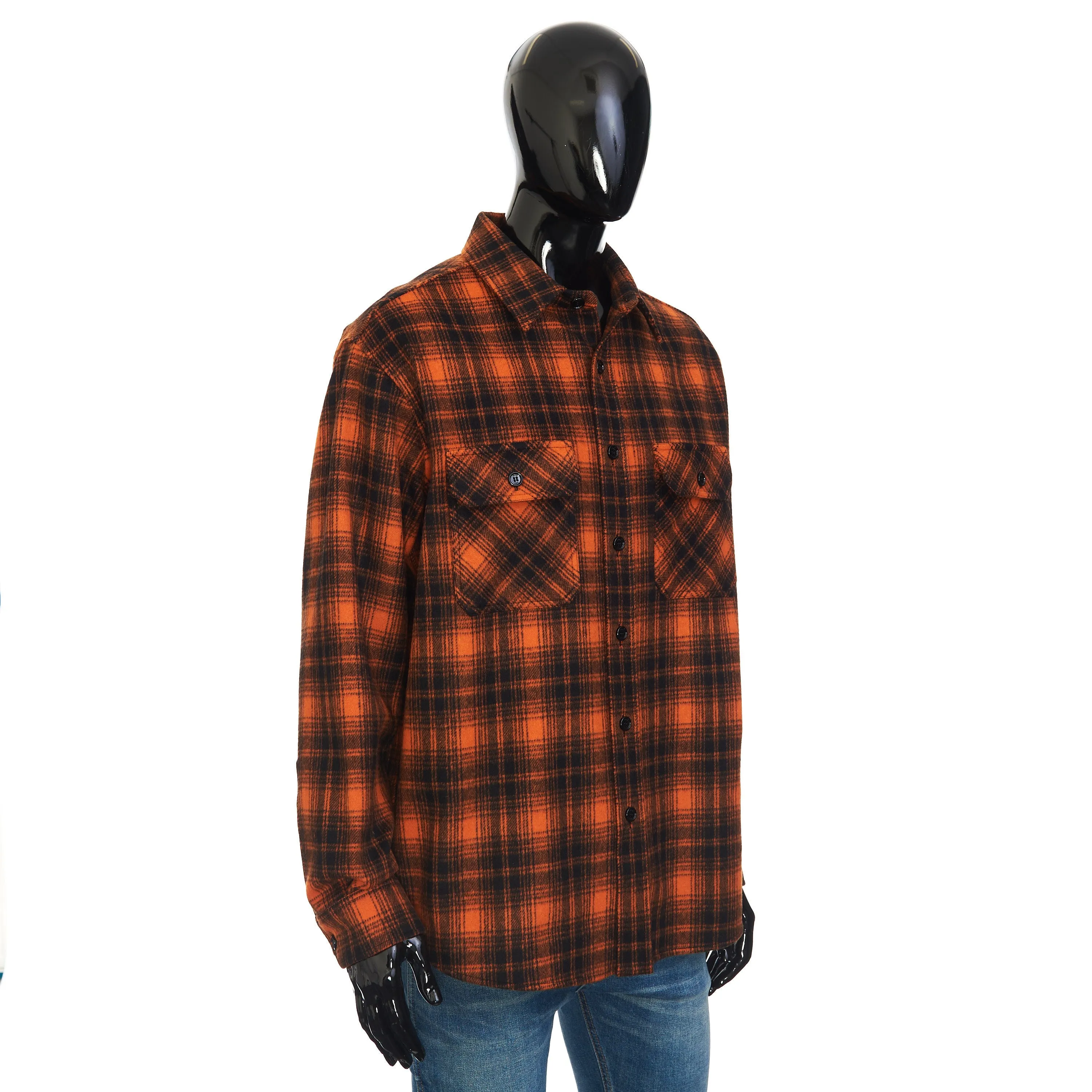 Loose Lumberjack Shirt In Orange/Noir Checked Wool