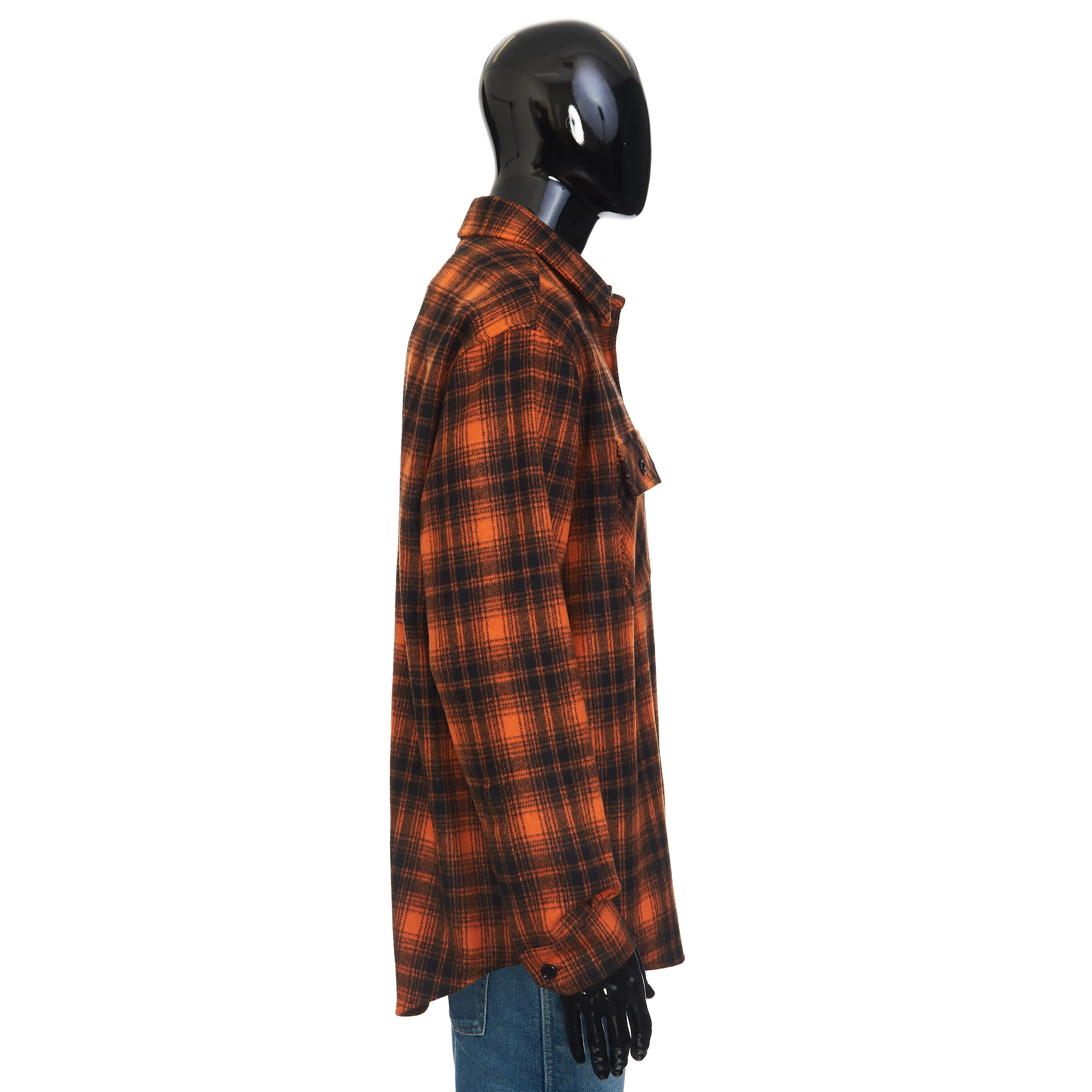 Loose Lumberjack Shirt In Orange/Noir Checked Wool