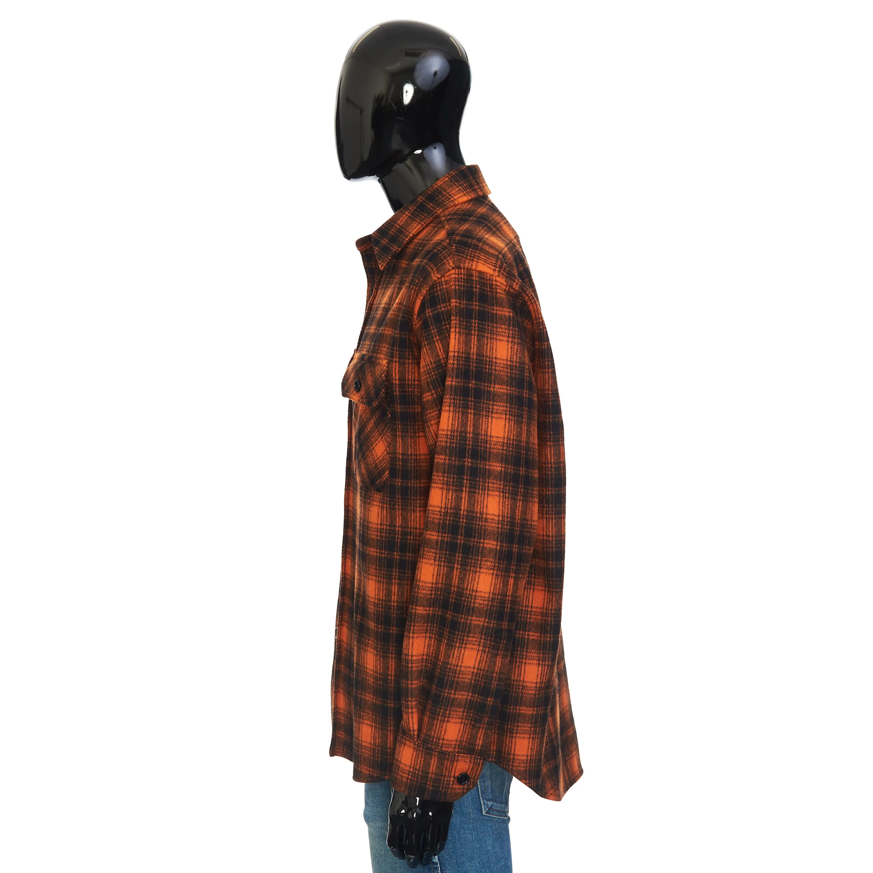 Loose Lumberjack Shirt In Orange/Noir Checked Wool