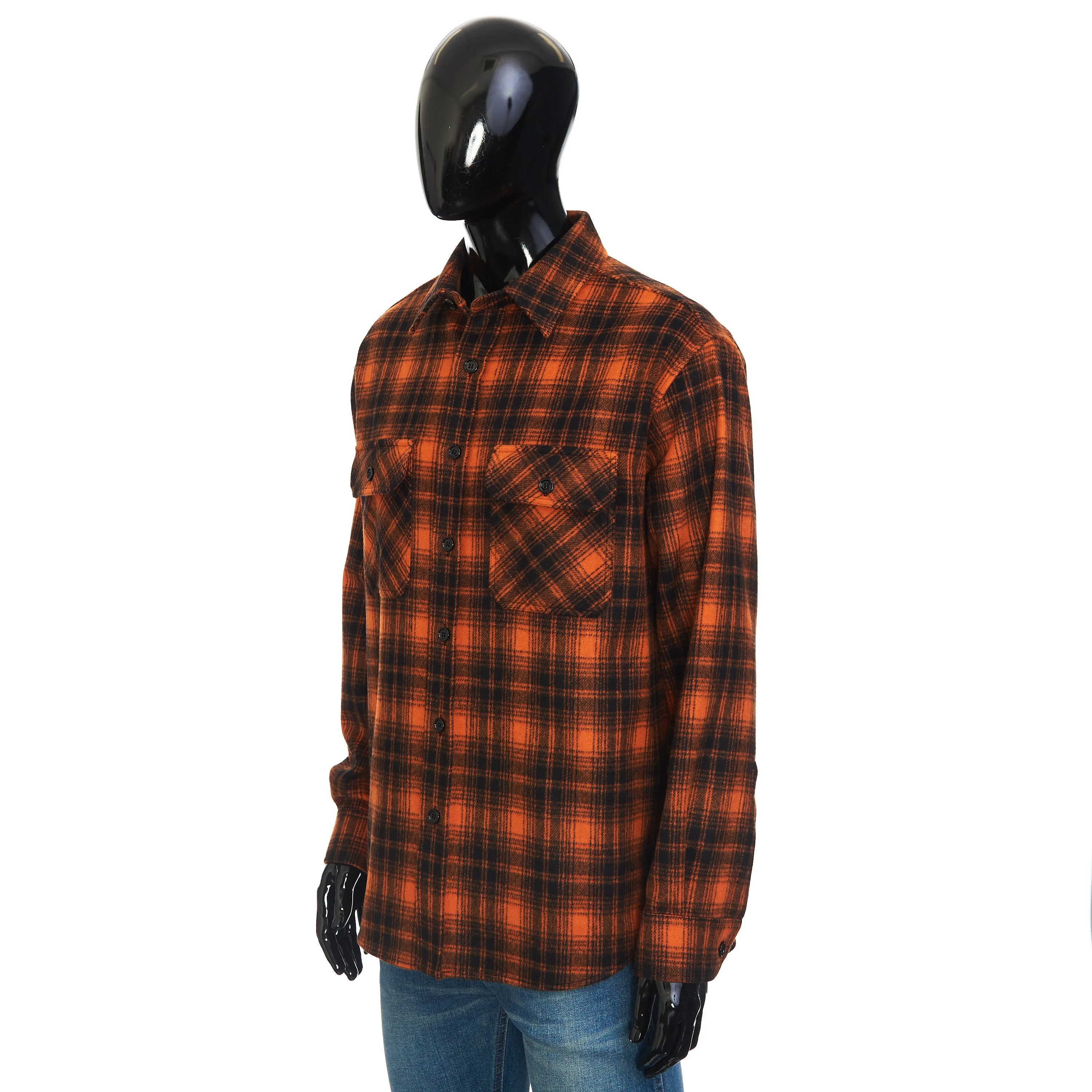 Loose Lumberjack Shirt In Orange/Noir Checked Wool