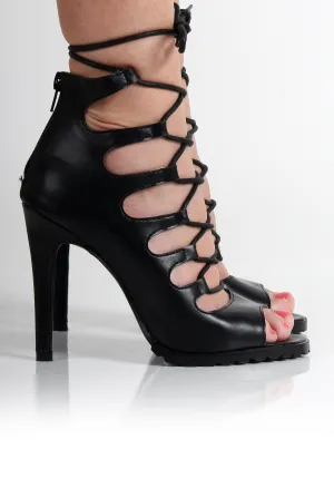 Louise Black Lace Up Heels