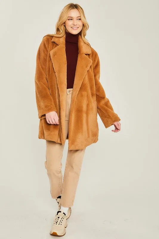 Love Tree Junior Woven Solid Teddy Collar Coat