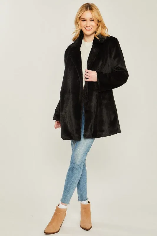 Love Tree Junior Woven Solid Teddy Collar Coat