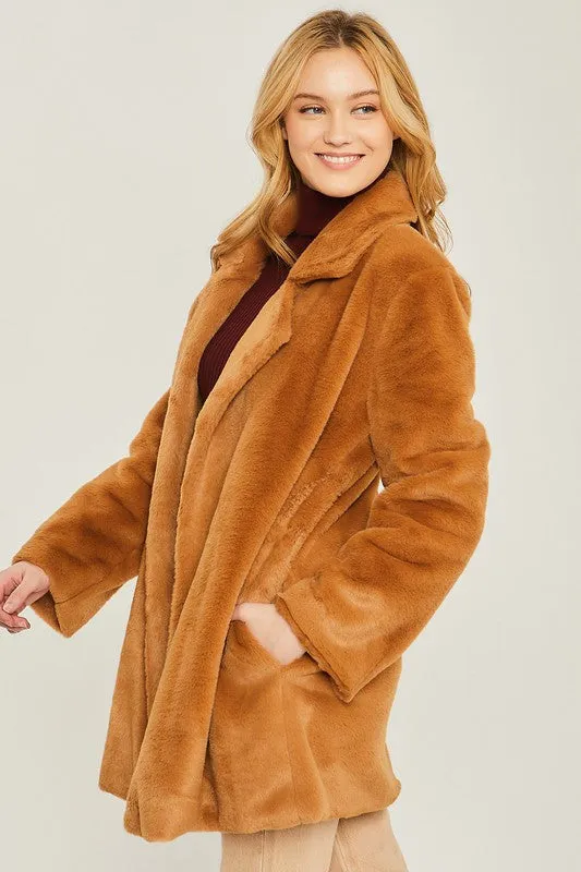 Love Tree Junior Woven Solid Teddy Collar Coat