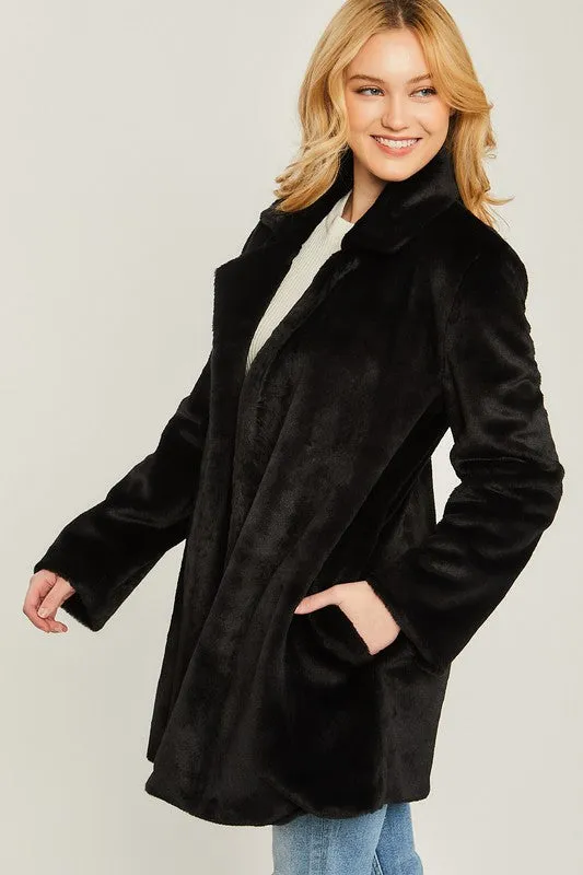 Love Tree Junior Woven Solid Teddy Collar Coat