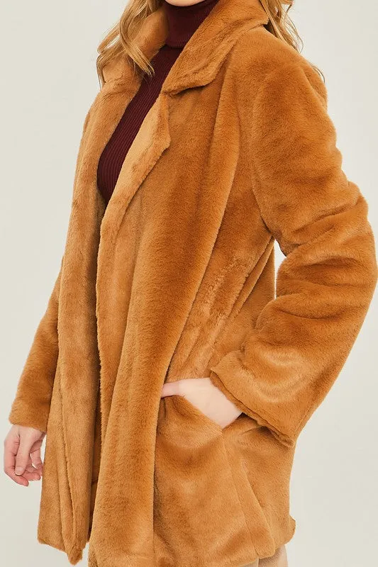 Love Tree Junior Woven Solid Teddy Collar Coat