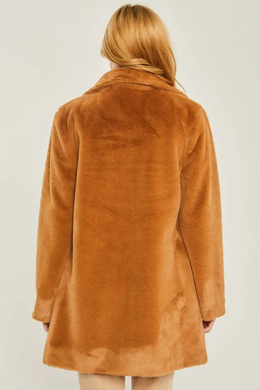 Love Tree Junior Woven Solid Teddy Collar Coat
