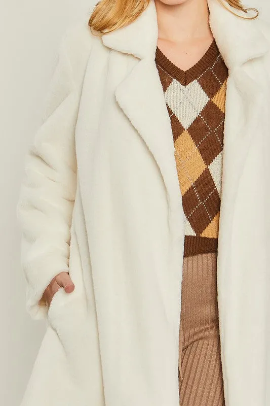 Love Tree Junior Woven Solid Teddy Collar Coat