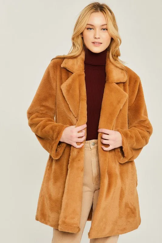 Love Tree Junior Woven Solid Teddy Collar Coat
