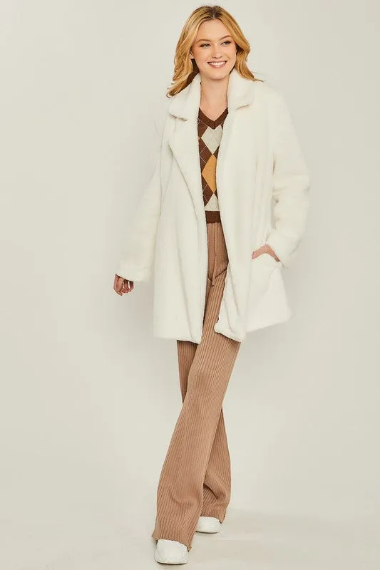 Love Tree Junior Woven Solid Teddy Collar Coat