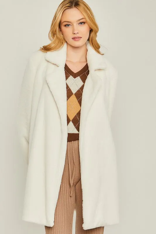Love Tree Junior Woven Solid Teddy Collar Coat
