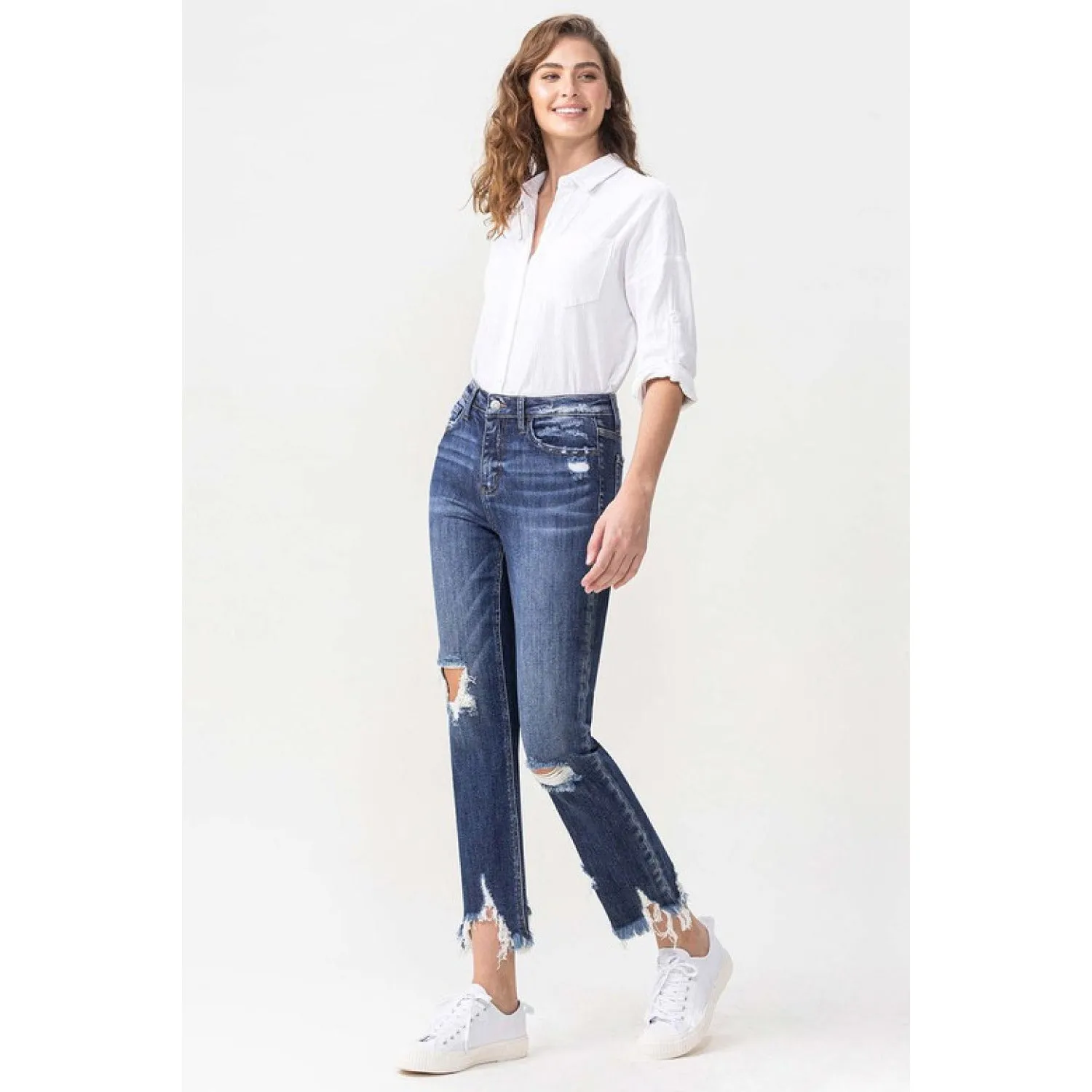 Lovervet Jackie Full Size High Rise Crop Straight Leg Jeans