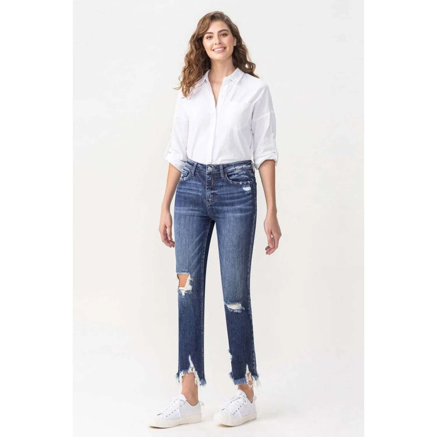 Lovervet Jackie Full Size High Rise Crop Straight Leg Jeans