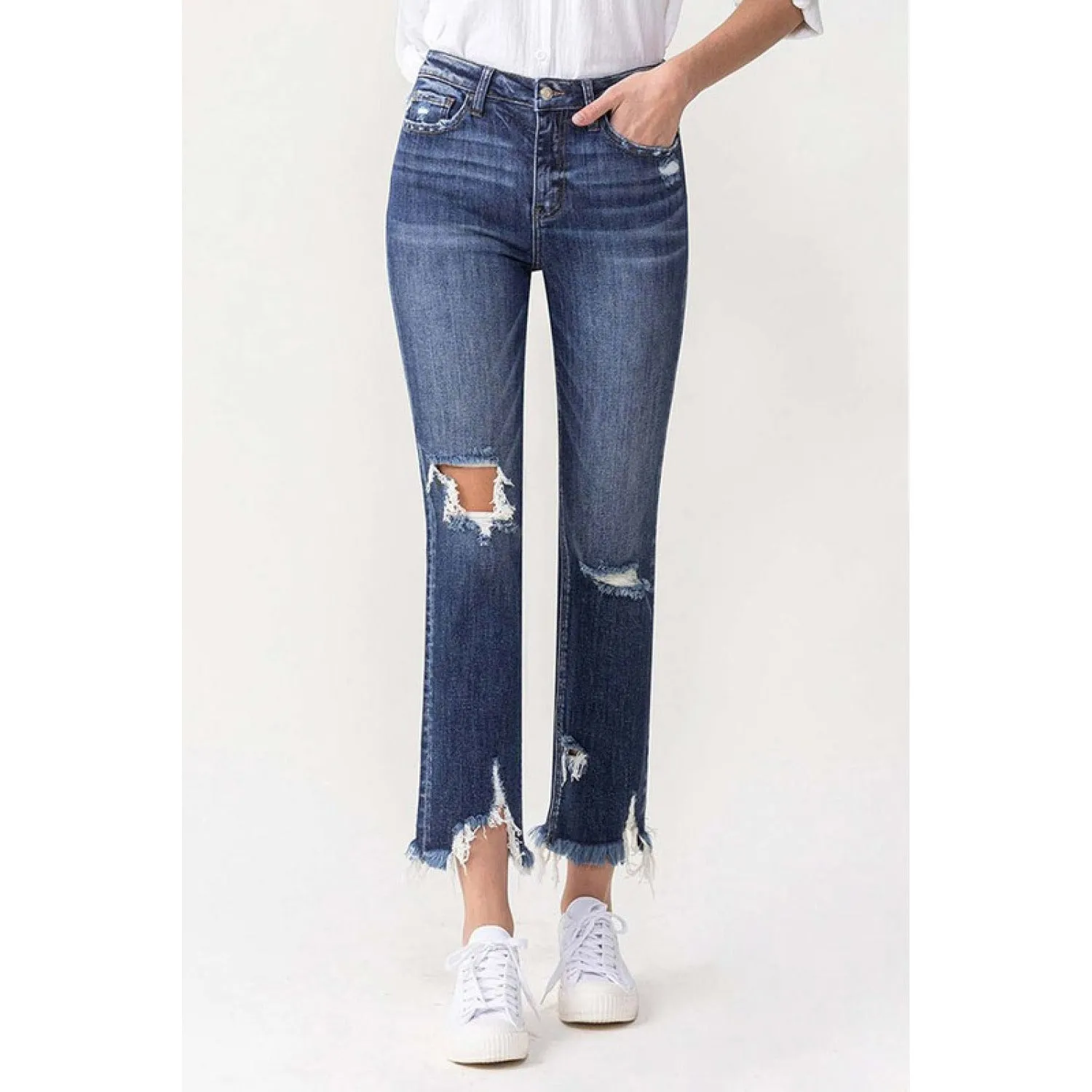 Lovervet Jackie Full Size High Rise Crop Straight Leg Jeans