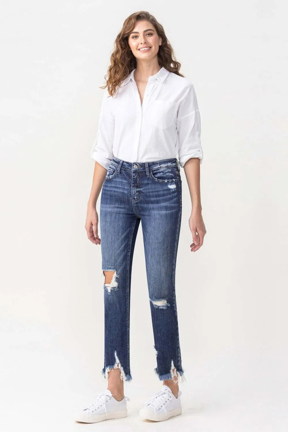 LOVERVET Jackie High Rise Crop Straight Leg Jeans