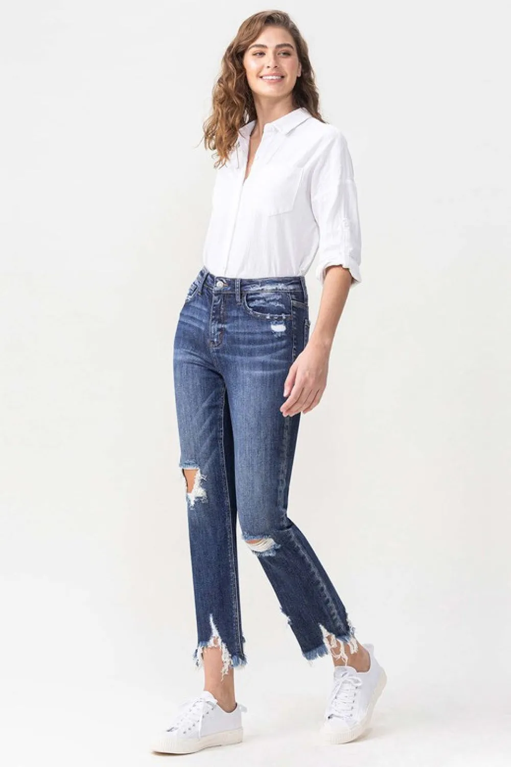 LOVERVET Jackie High Rise Crop Straight Leg Jeans