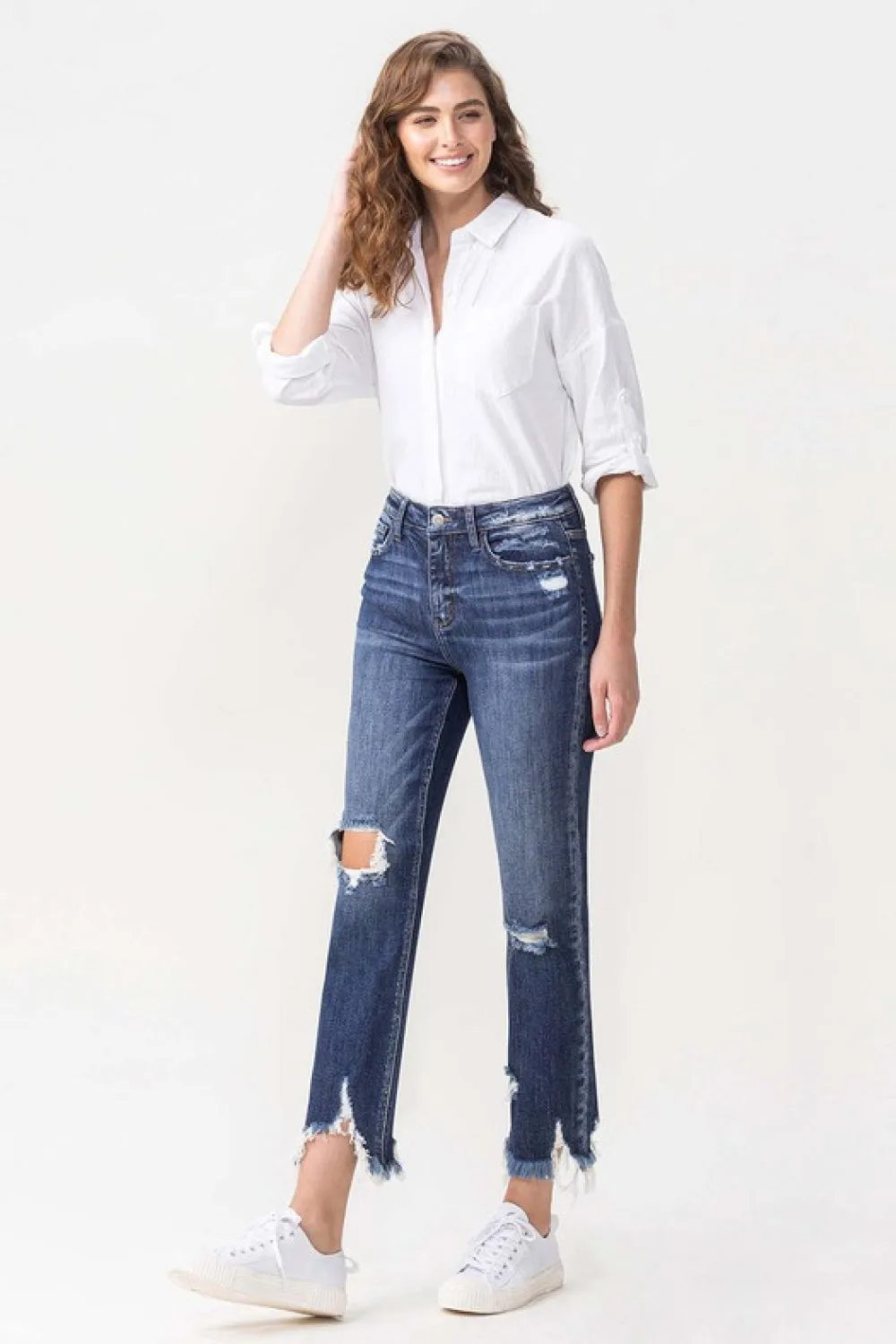 LOVERVET Jackie High Rise Crop Straight Leg Jeans
