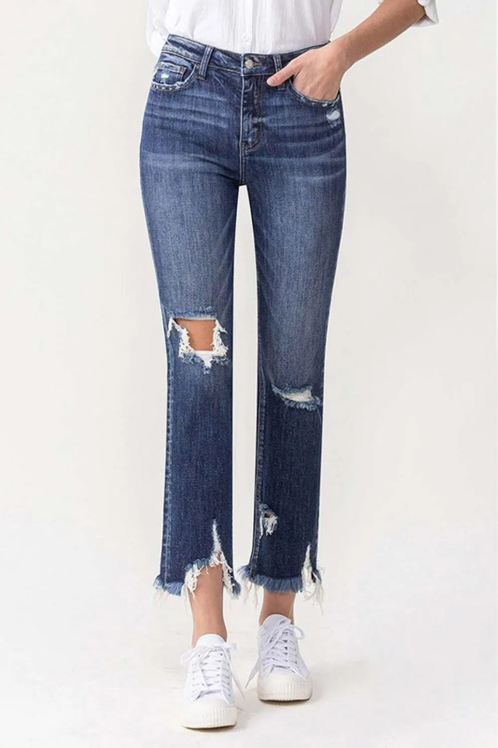 LOVERVET Jackie High Rise Crop Straight Leg Jeans