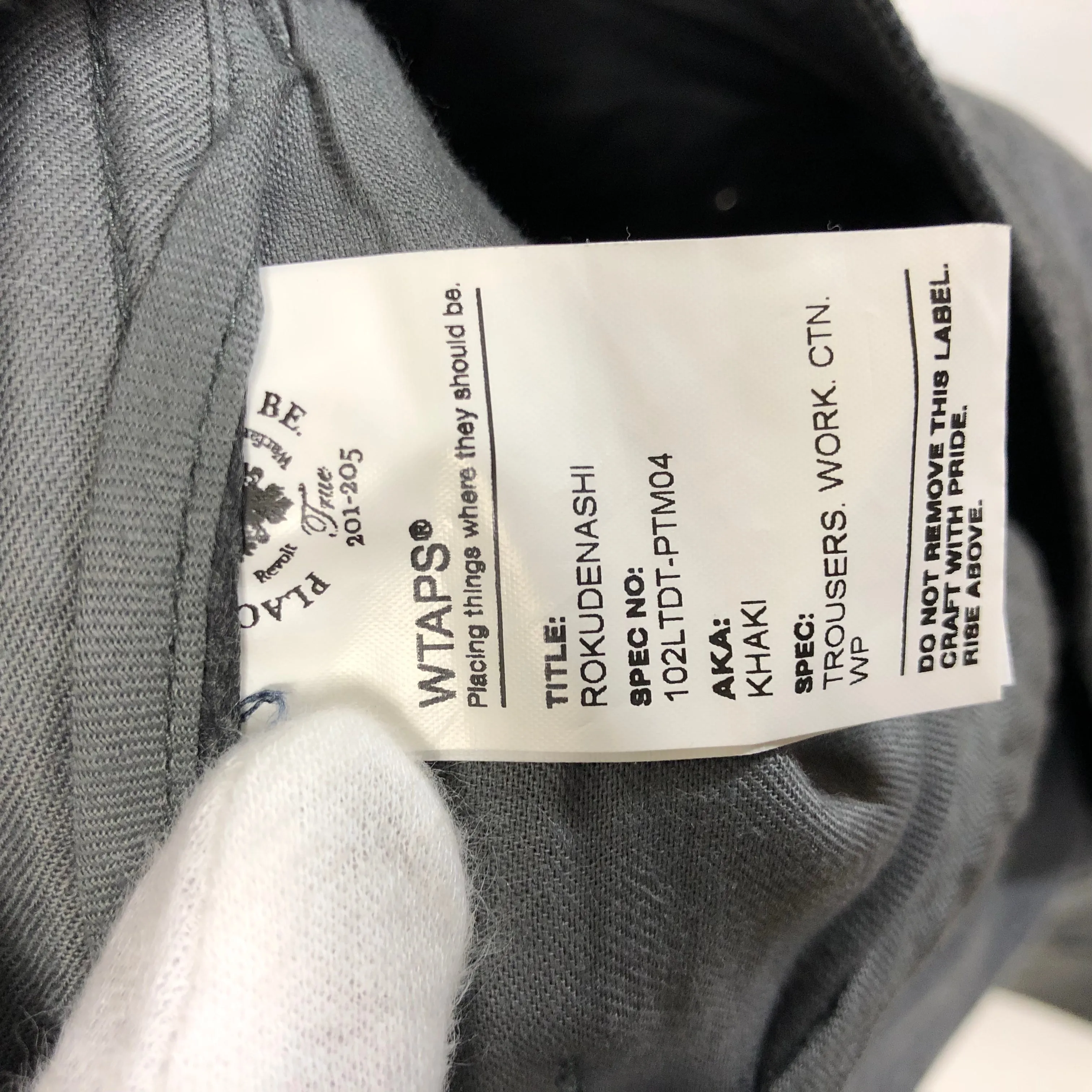 [M] WTAPS Rokudenashi Khaki Work Trousers Grey