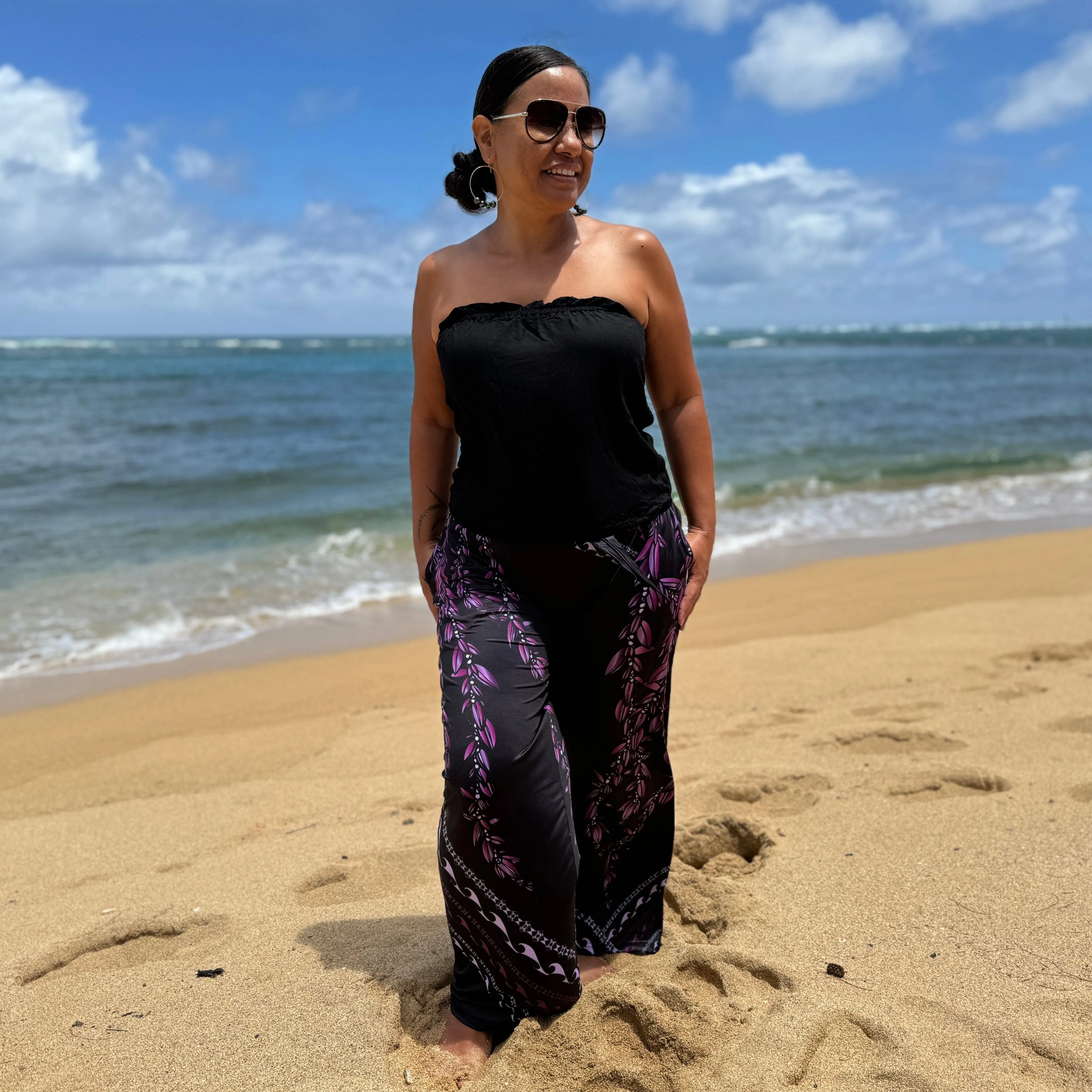 MAILE WIDE LEG PANTS PURPLE