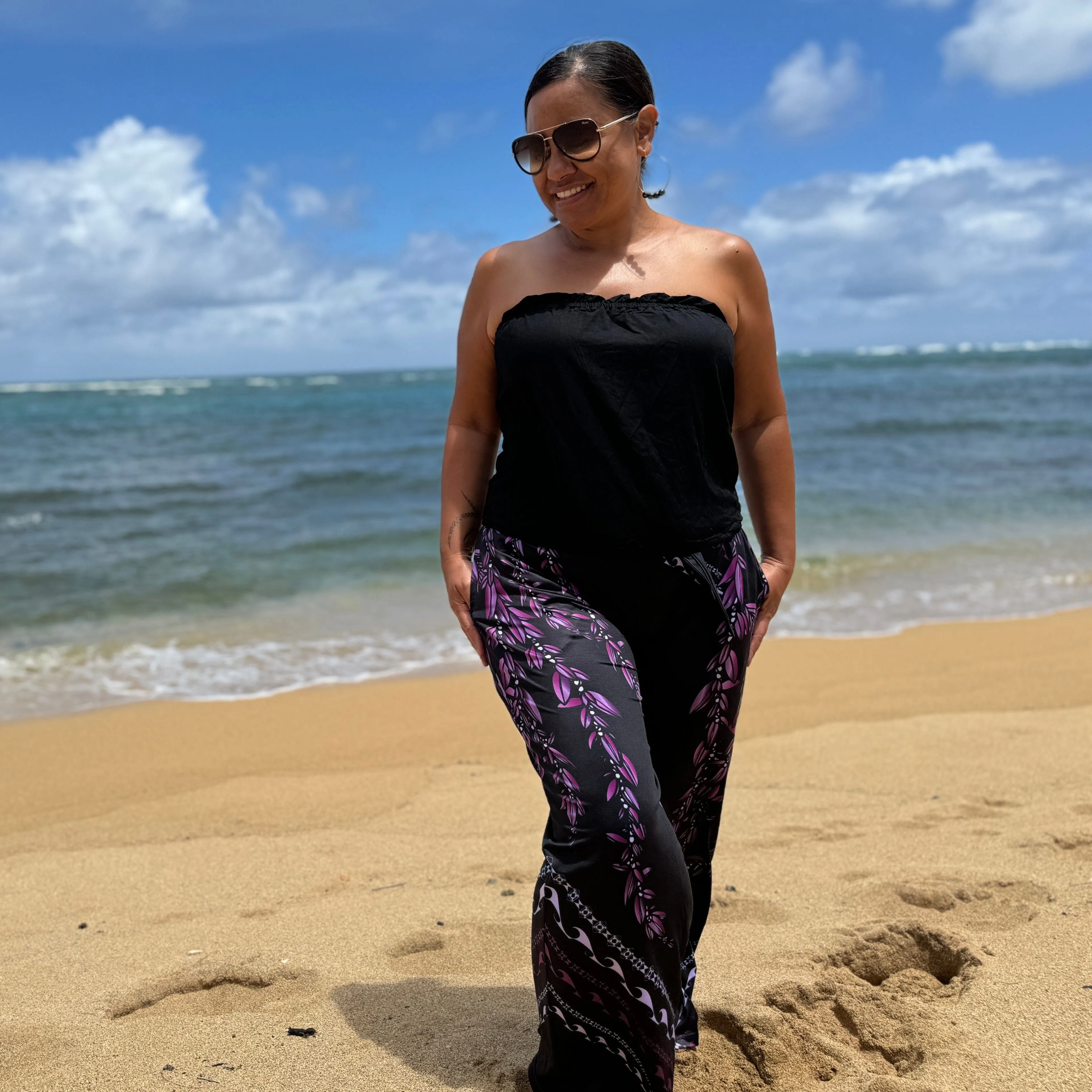 MAILE WIDE LEG PANTS PURPLE