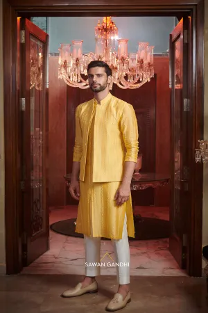 Mango yellow nehru set