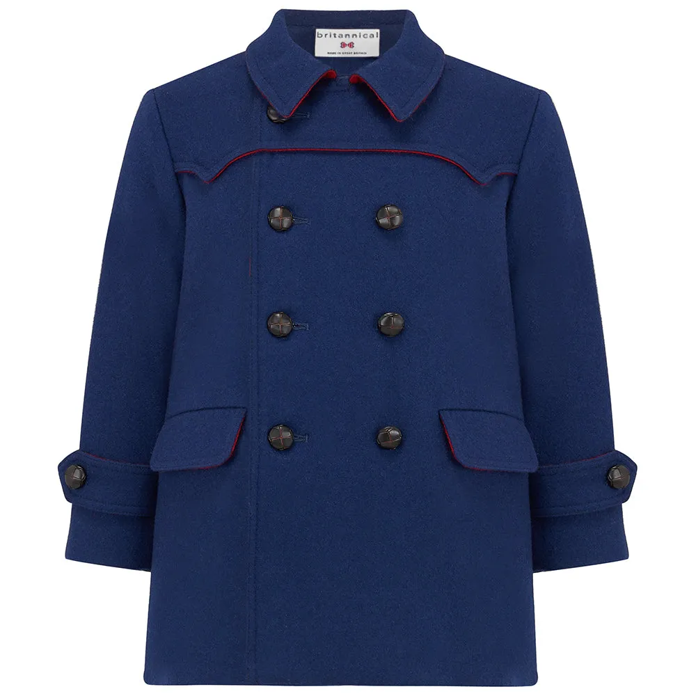Marylebone Girls Pea Coat - Portland Blue