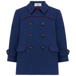 Marylebone Girls Pea Coat - Portland Blue