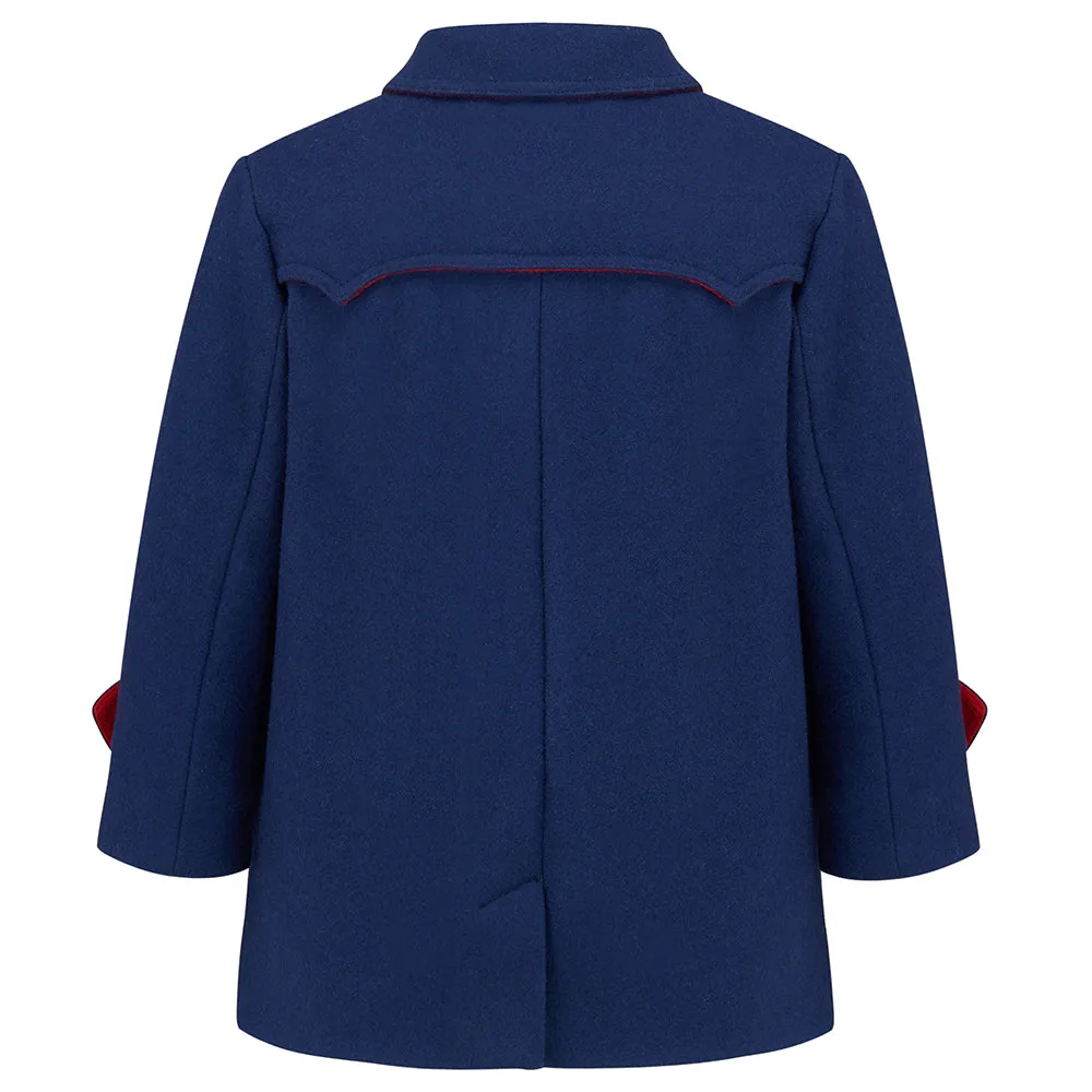 Marylebone Girls Pea Coat - Portland Blue
