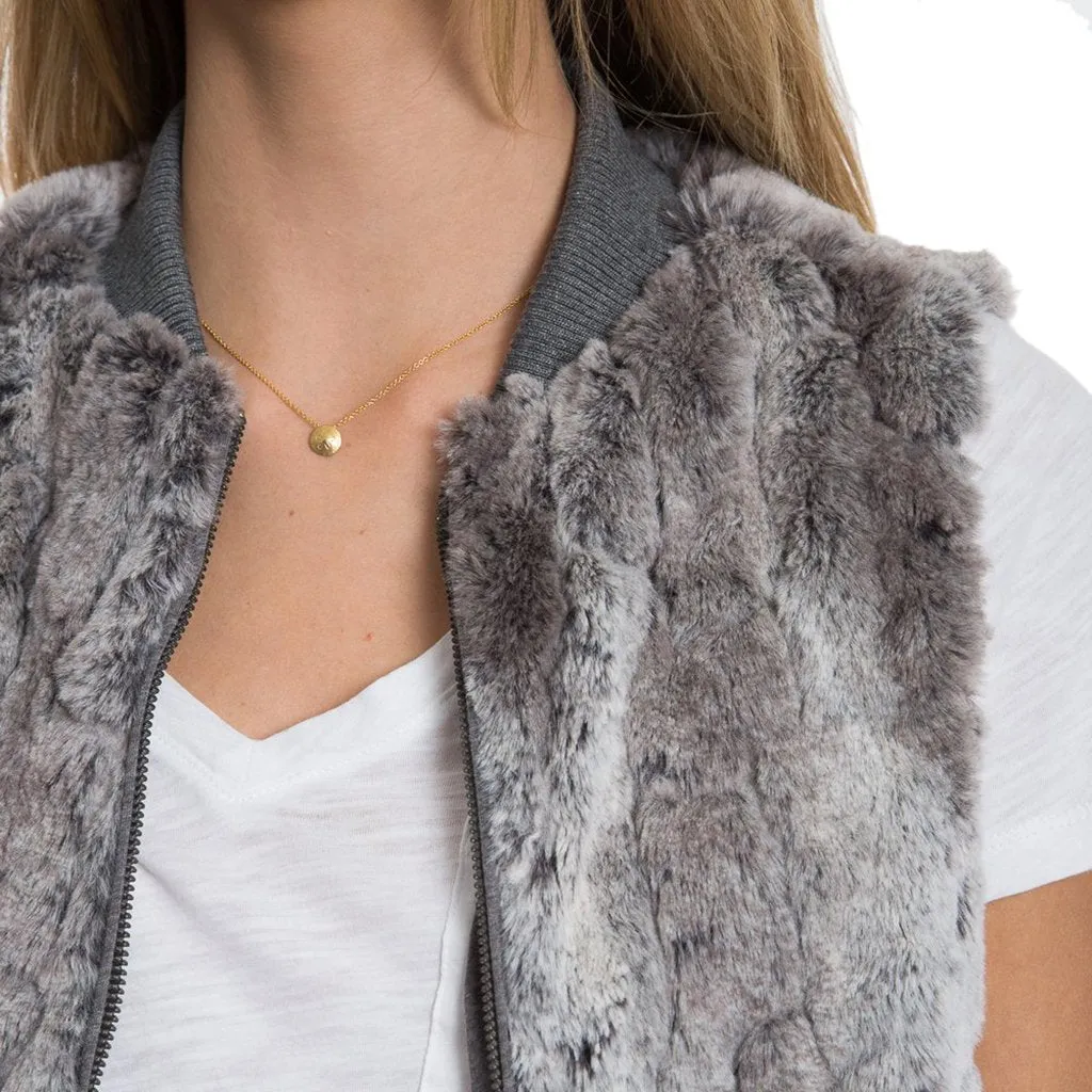 Melange Texture Fur Zip Cardi Vest