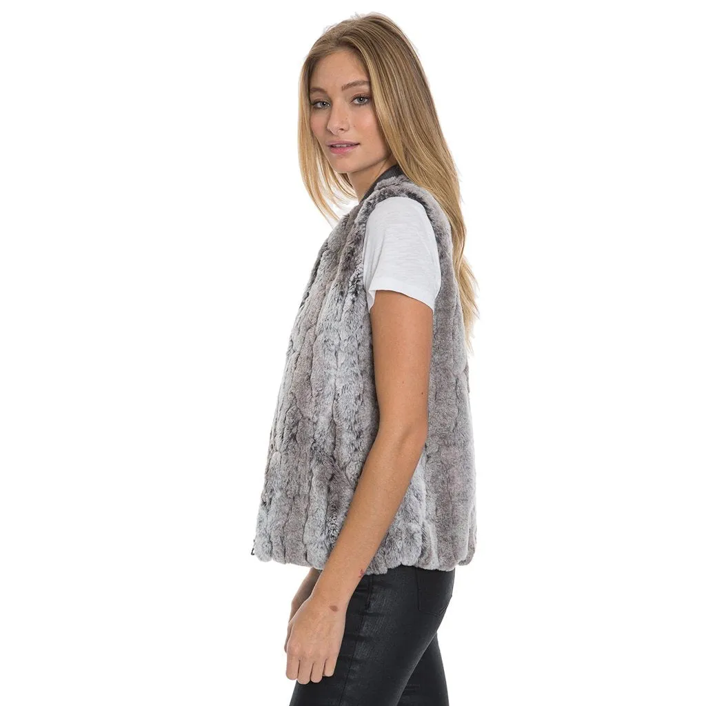 Melange Texture Fur Zip Cardi Vest
