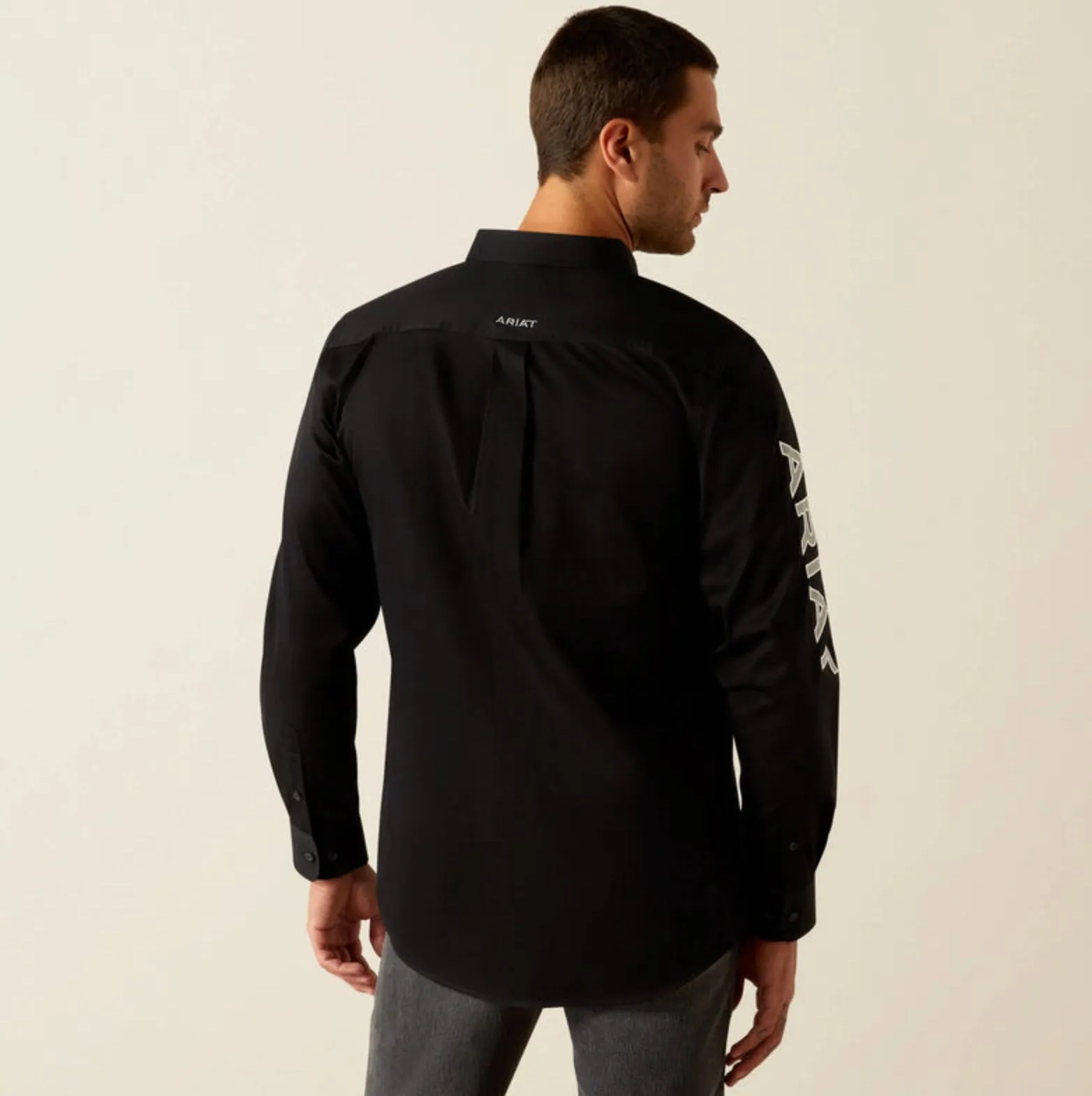 Men’s Ariat Team Logo Twill FITTED Shirt Black/Grey