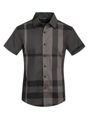 Men's Black Grey Berry Print Short Sleeve Shirt
