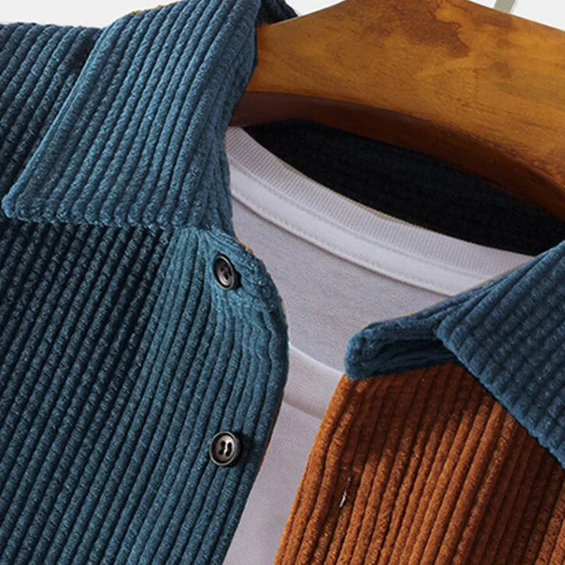 Men’s Contrast Patchwork Casual Shirts