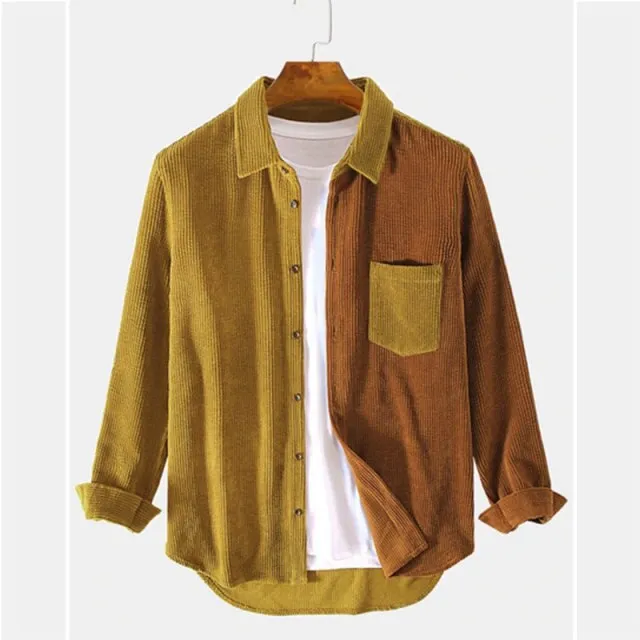 Men’s Contrast Patchwork Casual Shirts