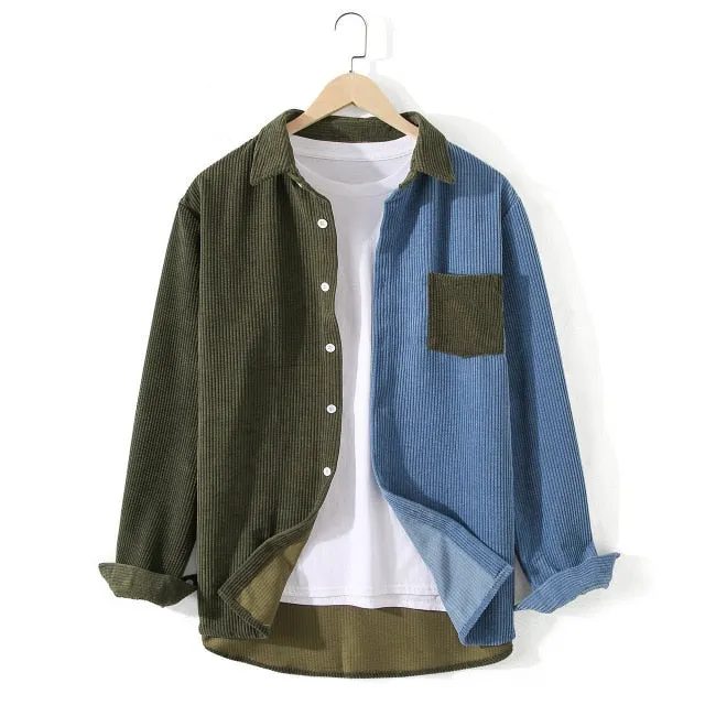 Men’s Contrast Patchwork Casual Shirts
