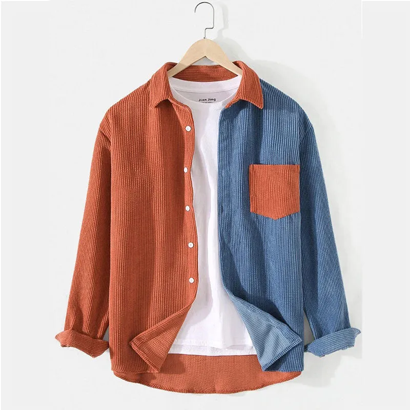 Men’s Contrast Patchwork Casual Shirts