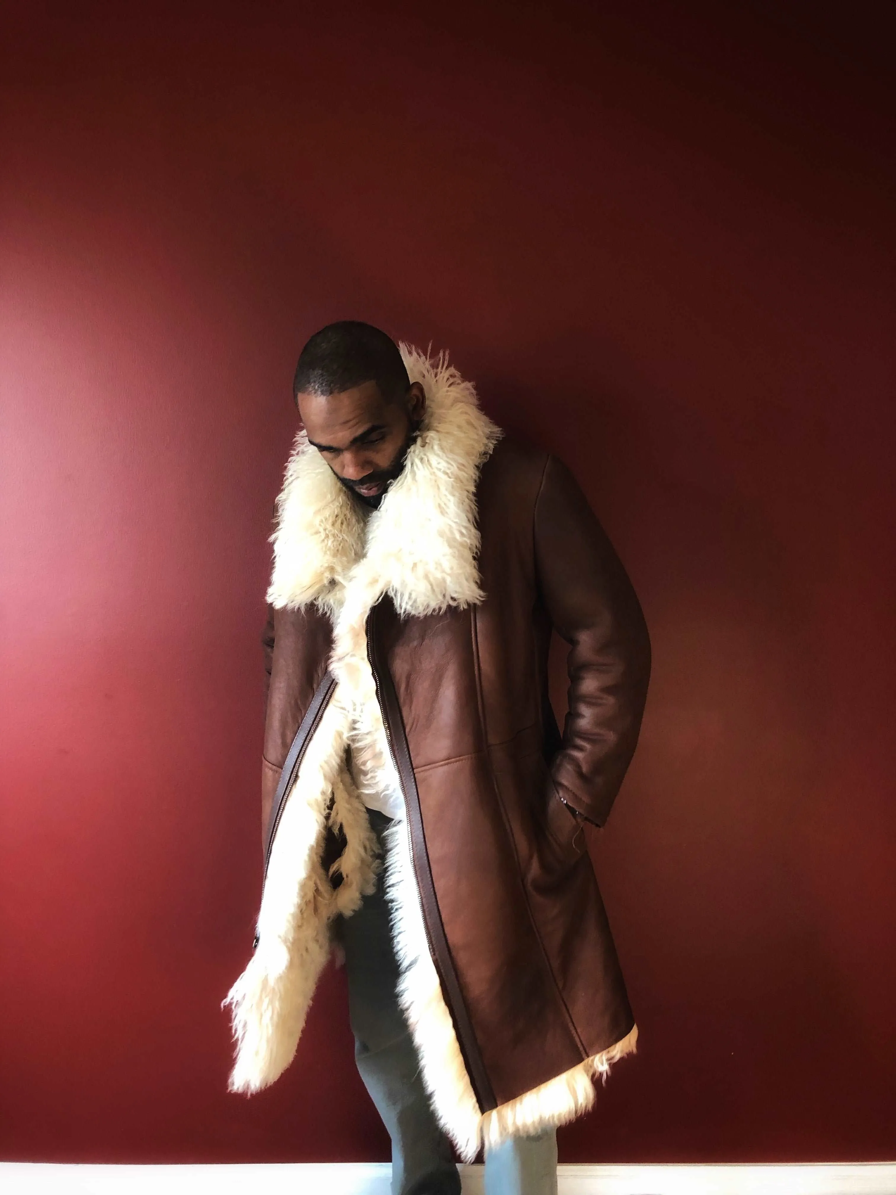 Men's Custom Made Brown Toscana Shearling