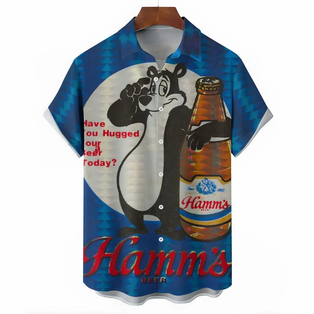 Men's Hamm's Beer Printed Casual Plus Size Shirts 2407004871