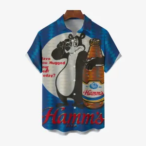Men's Hamm's Beer Printed Casual Plus Size Shirts 2407004871