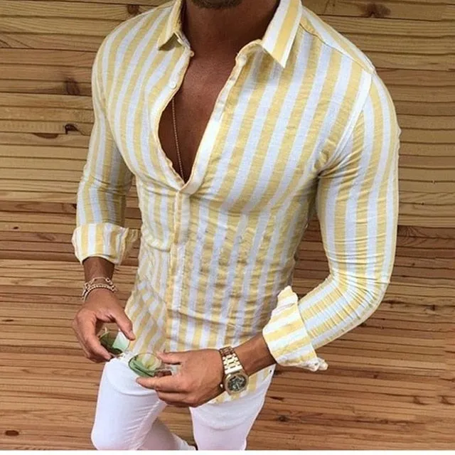 Men's Long Sleeve Street Casual Dress Shirt