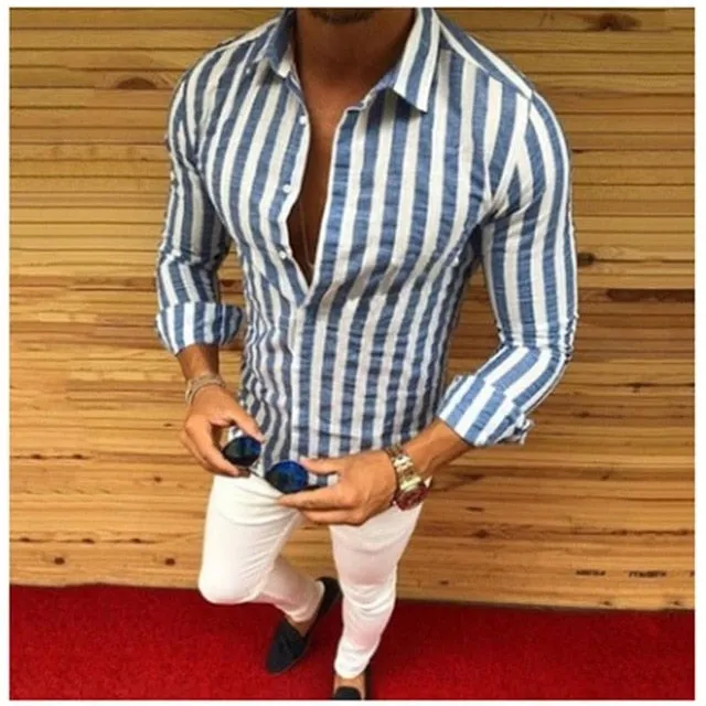Men's Long Sleeve Street Casual Dress Shirt