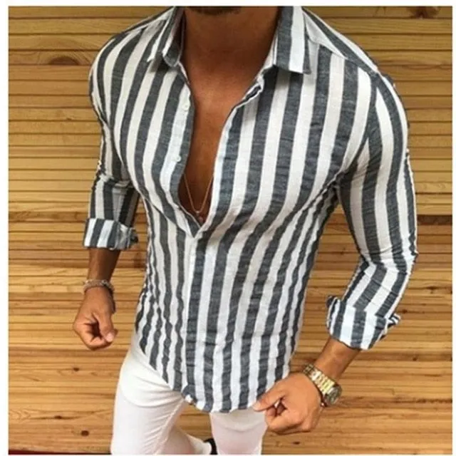 Men's Long Sleeve Street Casual Dress Shirt