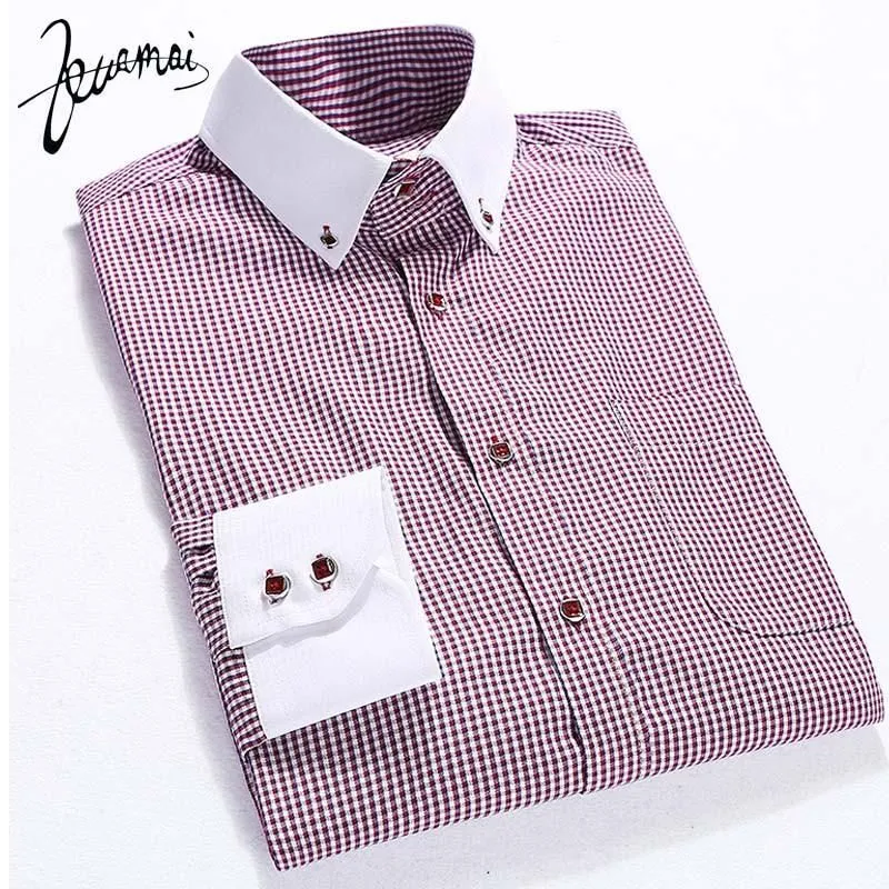Men's Plaid Dress Shirt Up To 4XL