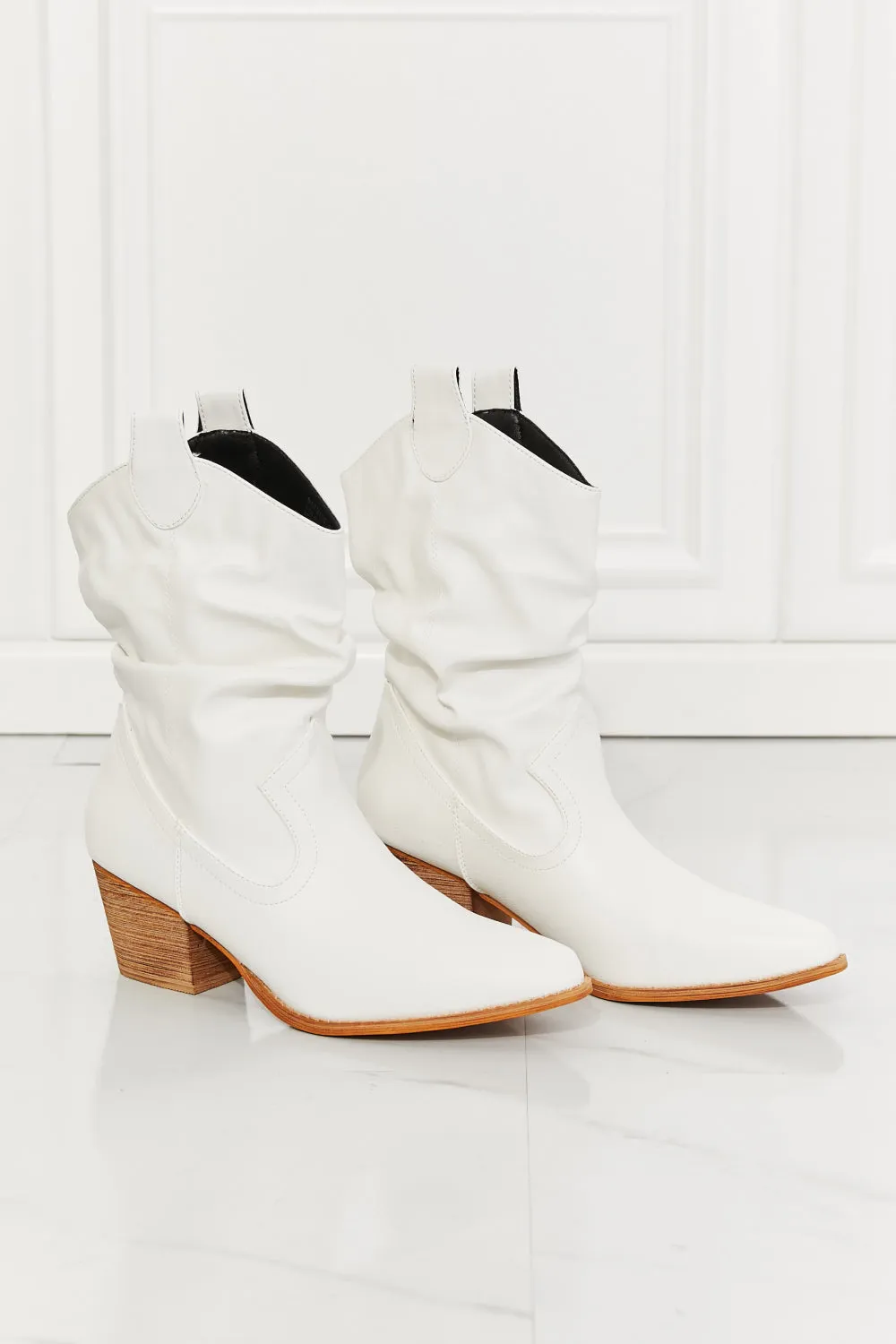 MMShoes Better in Texas Scrunch Cowboy Boots in White ONLINE EXCLUSIVE